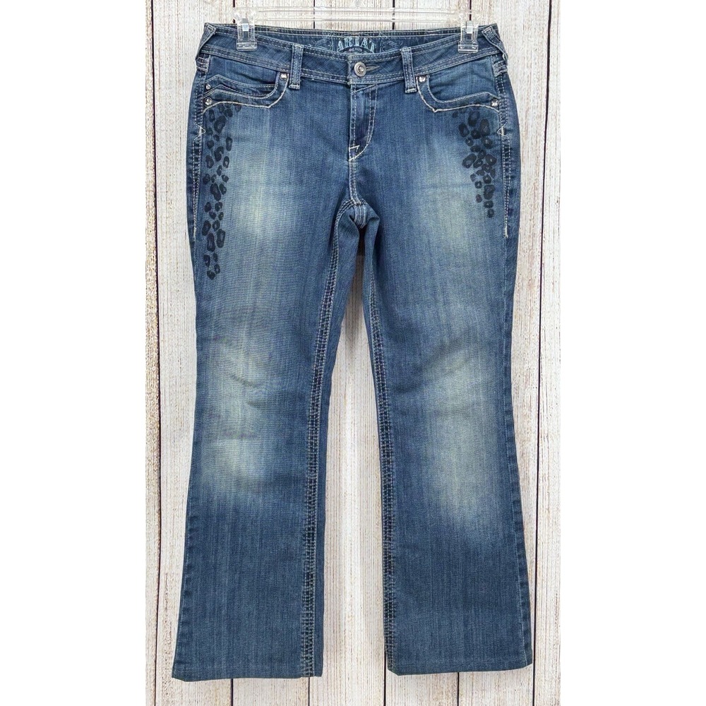 Ariat Ruby Jeans Size 30R Bootcut Blue Denim Leopard Print Low‎ Rise Western